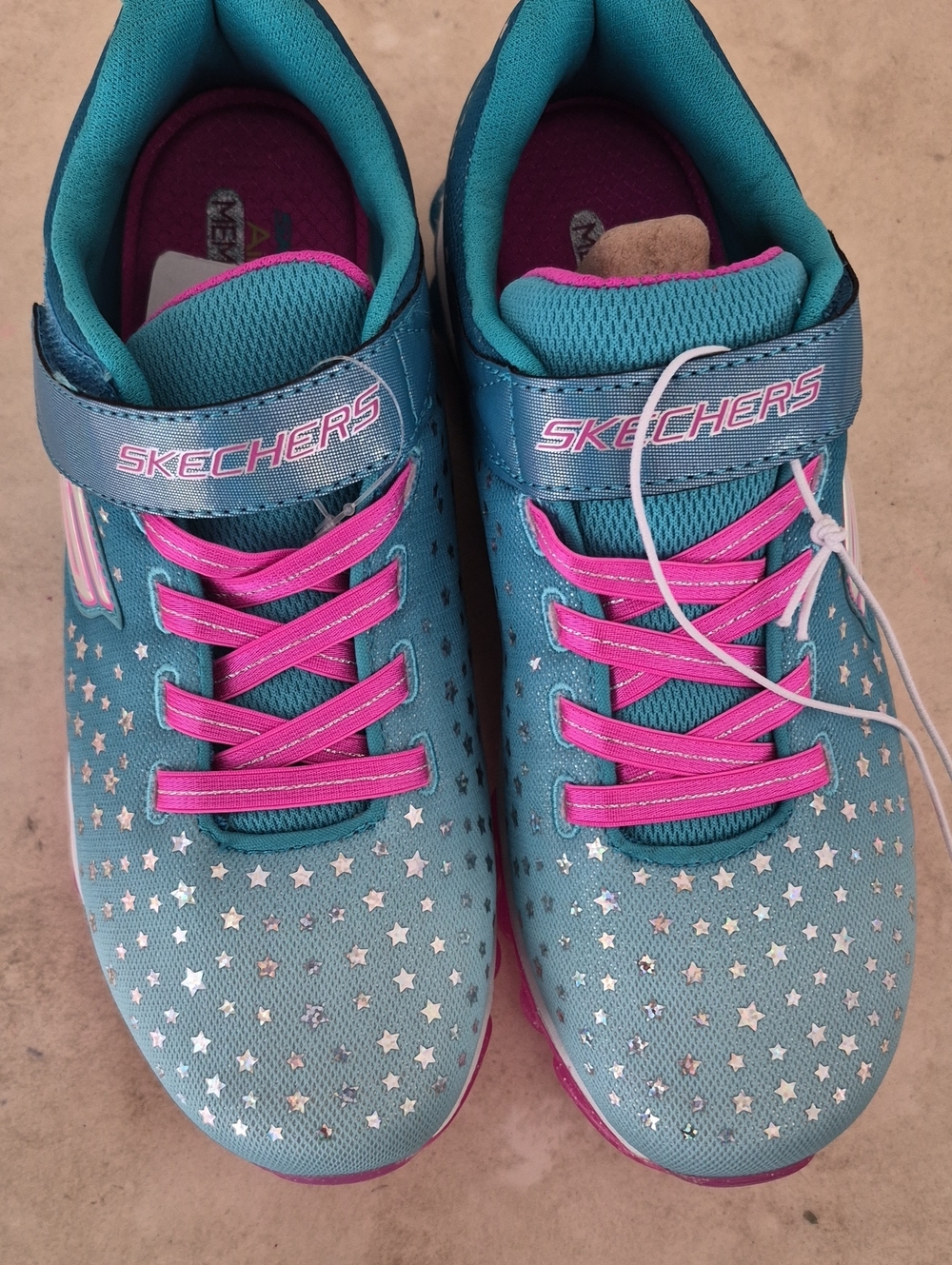 Skechers Kids Teal and Pink Star Light-Up Sneakers